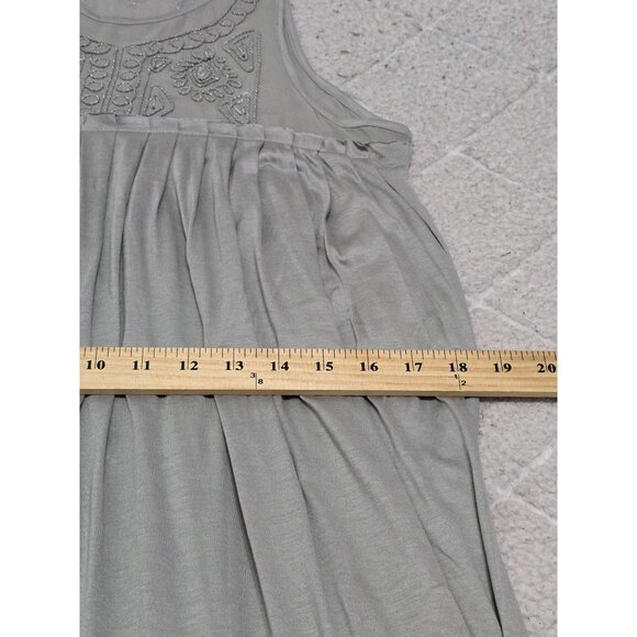 Banana Republic Size‎ S Gray Embroidered Sleeveless Dress Silk Rayon Blend - Picture 7 of 14
